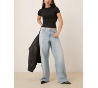 Calvin Klein Jeans - Jeans larghi a vita bassa blu lavaggio chiaro W27 L32