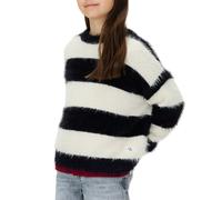 Calvin Klein Jeans maglia fluffy a righe nero panna