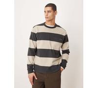 Calvin Klein Jeans - Maglietta a maniche lunghe a righe beige e grigie-Grigio 54