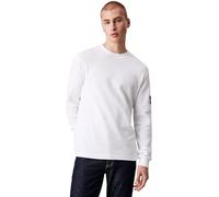 Calvin Klein Jeans Maglietta Maniche Lunghe Uomo Badge Waffle LS Tee Basic, Bianco (Bright White), L
