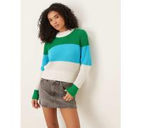 Calvin Klein Jeans - Maglione lavorato in maglia spessa blu e verde color block-Multicolore S