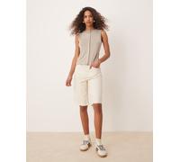 Calvin Klein Jeans - Pantaloncini di jeans taglio lungo lavaggio écru-Bianco W32