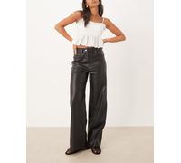 Calvin Klein Jeans - Pantaloni dritti in pelle sintetica neri-Nero 40
