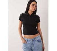 Calvin Klein Jeans - Polo corta slim nera con zip e scollo a vogatore-Nero XL
