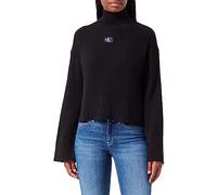 Calvin Klein Jeans Pullover Donna Label Chunky Collo Alto, Nero (Ck Black), M