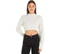Calvin Klein Jeans Pullover Donna Short Lambswool Pullover in Maglia, Bianco (Ivory), L