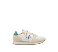 Calvin Klein Jeans Runner Sock Laceup NY-Lth Ym0ym00553, Sneaker da Corsa Uomo, Bianco Bright White Oil Blue, 42 EU