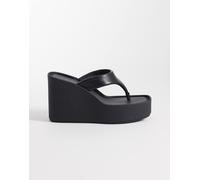 Calvin Klein Jeans - Sandali infradito in pelle neri con zeppa-Nero 36