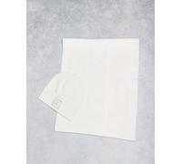 Calvin Klein Jeans - Set regalo con berretto e sciarpa bianco sporco con monogramma One Size