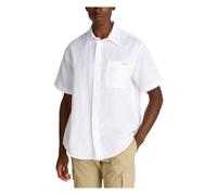 Calvin Klein Jeans, ,Shirts ,Uomo ,Bianco ,M Camicia a Maniche Corte in Lino e Cotone