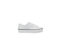 Calvin Klein Donna Sneakers Vulcanizzate Bold Low in Pelle, Bianco (Bright White/Black), 40
