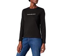 Calvin Klein Jeans Shrunken INSTITUTIONAL LS Tee T-Shirt, CK Black/Muslin, XS Donna
