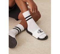 Calvin Klein Jeans - Sliders bianche e nere con logo-Nero 44