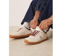Calvin Klein Jeans - Sneakers stile runner basse in camoscio bianco sporco con suola in gomma 40