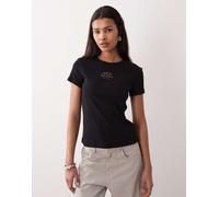 Calvin Klein Jeans - T-shirt baby nera a coste con logo-Nero L