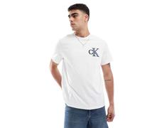 Calvin Klein Jeans - T-shirt bianca comoda con toppa con logo-Bianco XXL