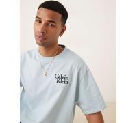 Calvin Klein Jeans - T-shirt con logo sul petto blu pallido 52