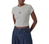 Calvin Klein Jeans T-shirt crop donna a righe panna nero