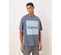 Calvin Klein Jeans - T-shirt grigia con riquadro del logo sul retro-Grigio 44