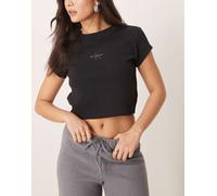 Calvin Klein Jeans - T-shirt taglio corto nera con logo a monogramma-Nero L