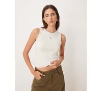 Calvin Klein Jeans - Top senza maniche grigio a coste con monogramma del logo L