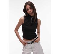 Calvin Klein Jeans - Top senza maniche nero con zip corta ed etichetta intessuta XS