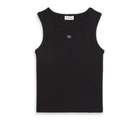 Calvin Klein Canotta Donna Woven Label Rib con Logo, Nero, S