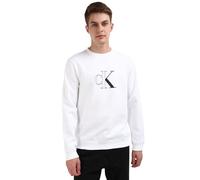 Calvin Klein Jeans Uomo Felpa Outline Monologo Crew Neck Senza Cappuccio, Bianco (Bright White), XXL