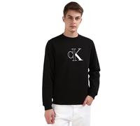 Calvin Klein Jeans Uomo Felpa Outline Monologo Crew Neck Senza Cappuccio, Nero (CK Black), XS