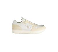Calvin Klein Jeans Uomo Sneakers da Runner Nylon Leather Scarpe Sportive, Bianco (Bright White/Eggshell), 44