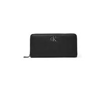 Calvin Klein Jeans Women MINIMAL MONOGRAM ZIP AROUND, Black/Shiny Gunmetal, One Size