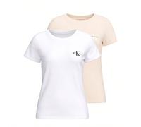 CALVIN KLEIN JEANS Women's Versatile Lightweight Easy To Match Vacation School Casual White J20J219734-TF6 L,M,S,XSAnimale,LettereCotone