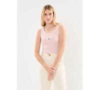 Calvin Klein Jeans - Woven Label Rib Tank Rosa - Abbigliamento M Rosa
