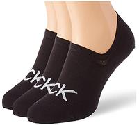 Calvin Klein Logo Men's Liner Socks 3 Pack, Footie, Uomo, Taglia Unica, Nero (Black)