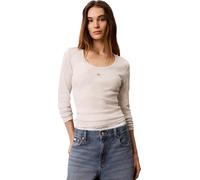 Calvin Klein LS Woven Label 2x2 Baby Rib Scoo Lv047d218g Magliette Donna