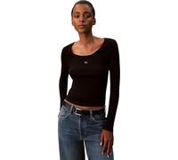 Calvin Klein LS Woven Label 2x2 Baby Rib Scoo Lv047d218g Magliette Donna