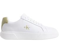 Calvin Klein Lth Ym0Ym01344 - Scarpe Basse da Uomo, con Lacci e Suola a Strappo, Bianco (Bianco Brillante/Verde Salvia), 38
