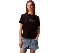 Calvin Klein Maglietta da Donna SS Clasic Monologo Tee LV047F831G Graphic Tees, Nero, L