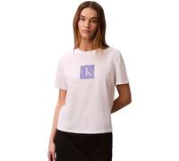 Calvin Klein Maglietta da Donna SS Classic Fit Monogram Tee LV047F819G Graphic Tees, Bianco, M