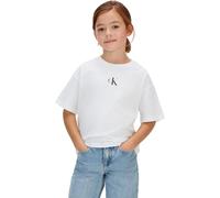 Calvin Klein Bambina T-Shirt Maniche Corte Logo Boxy in Cotone, Bianco (White 11-0601 TCX), 4 Anni