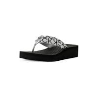 Calvin Klein Infradito Meena Donna, Logo nero/argento 004, 38 EU