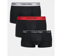 Calvin Klein - Micro Stretch - Confezione da 3 paia di boxer aderenti a vita bassa neri con fascia in vita grigia e rossa-Multicolore 50