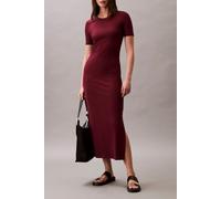 Calvin Klein Modal Rib Ss Dress Deep Rouge Taglia: L | Abiti Midi Outlet | Donna |