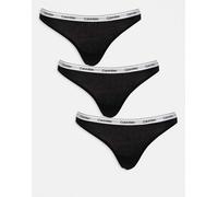Calvin Klein Perizomi Donna Confezione da 3 Modern Logo Tanga, Nero (Black/Black/Black), XL