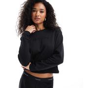 Calvin Klein - Modern - Felpa girocollo comoda in spugna nera con logo-Nero M
