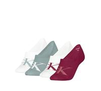 Calvin Klein Monogram Footie, Rosso Bacca/Verde Giada, 35-38 (Pacco da 4) Donna