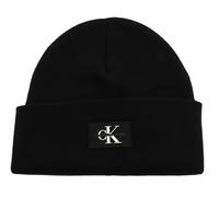 Calvin Klein Monologo Patch Non-Rib Beanie K50k511743 Cappello in Maglia, Uomo, Nero (Black), Taglia Unica