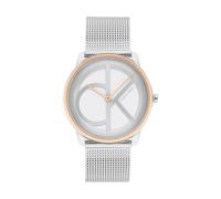 Calvin Klein Orologio Analogico al Quarzo Per Uomo e Donna Collezione ICONIC MESH, con Cinturino in Maglia Metallica in Acciaio Inossidabile, 25200033, Argento & Rose Oro, 35mm