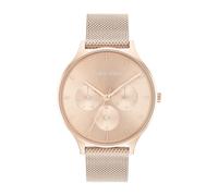 Calvin Klein Orologio Analogico Multifunzione al Quarzo da Donna Collezione TIMELESS MESH MF con Cinturino in Maglia Metallica in Acciaio Inossidabile Color Oro Rosso - 25200102