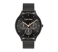 Calvin Klein Orologio Analogico Multifunzione al Quarzo da Donna Collezione TIMELESS MESH MF con Cinturino in Maglia Metallica in Acciaio Inossidabile Nero - 25200105